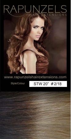 110 Gram 18" Hair Weave/Weft Colour #2/18 Dark Brown to Beige Blonde Dip Dye/Ombre (Full Head)